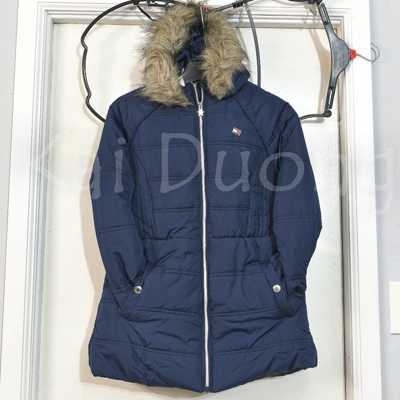 Tommy Hilfiger Girls Fleece‎ Lined Puffer Jacket NAVY - Picture 2 of 5